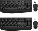 Wireless Keyboard and Mouse Combo,  2.4G Full-Sized Ergonomic Computer Keyboard with Wrist Rest and 3 Level DPI Adjustable Wireless Mouse for Windows, Mac OS Desktop/Laptop/Pc(White Pink)