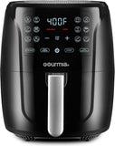 6 Quart Large Airfryer Cooker 12 1-Touch Cooking Presets, XL Air Fryer Basket 1500W Power Multifunction Black and Stainless Steel Accents FRY FORCE