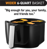 6 Quart Large Airfryer Cooker 12 1-Touch Cooking Presets, XL Air Fryer Basket 1500W Power Multifunction Black and Stainless Steel Accents FRY FORCE