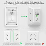 5-Outlet Wall Charger and Surge Protector with 4 USB Ports (4.8A Total) - 3-Sided Power Strip Multi-Plug Adapter for Home, Travel, and Office