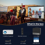 1080P HD Bluetooth Projectors, Max 230” Projection Screen Portable Home Theater Video Movie Proyector with Tripod, Compatible with HDMI, USB, Laptop, Ios & Android Phone