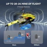 Remote Control Helicopter for Kids - 30 Minutes Flight Time (2 Batteries), 7+1 LED Light Modes, Altitude Hold Feature, Ideal RC Toy for Boys and Girls