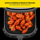Touch Air Fryer, XL 8-Qt Family Size, One-Touch Digital Control Presets, French Fries, Chicken, Meat, Fish, Nonstick Dishwasher-Safe Parts, Automatic Shutoff, Stainless Steel
