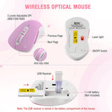 Wireless Keyboard and Mouse Combo,  2.4G Full-Sized Ergonomic Computer Keyboard with Wrist Rest and 3 Level DPI Adjustable Wireless Mouse for Windows, Mac OS Desktop/Laptop/Pc(White Pink)