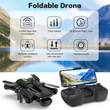 Dual HD Cameras 90°Adjustable Lens, Brushless Motor, Optical Flow Positioning, Headless Mode, 12.6*11*2.8In