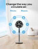 43-Inch Smart Pedestal Fan with Remote Control, Polyfan 513S, Quiet Oscillating Floor Fan for Home and Bedroom, Wi-Fi and Voice Control Compatible with Alexa and Google, 6 Modes, 8 Speeds, Grey