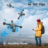 Drone with 1080P HD Camera , FPV RC Quadcopter with LED Lights and Optical Flow Sensor, 2 Batteries, Black