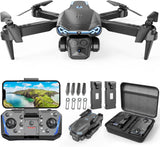 1080P HD Camera Foldable FPV Drone, Features One-Key Takeoff/Landing, 3D Flips, Altitude Hold, Speed Adjustment, Headless Mode, Includes 2 Batteries, Ideal