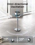 Omni-Directional Oscillating Fan for Bedroom with Smart Control, 110Ft Pedestal Design, DC Motor, 9 Speeds, 6 Modes, 43-Inch Height, 12-Hour Timer, Wi-Fi and Voice Control Compatible