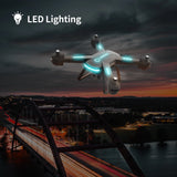Drone with 1080P HD Camera , FPV RC Quadcopter with LED Lights and Optical Flow Sensor, 2 Batteries, Black
