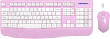 Wireless Keyboard and Mouse Combo,  2.4G Full-Sized Ergonomic Computer Keyboard with Wrist Rest and 3 Level DPI Adjustable Wireless Mouse for Windows, Mac OS Desktop/Laptop/Pc(White Pink)
