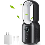 13-Inch Bladeless Desk Fan with 106° Oscillation, Touch Control, 3 Speed Settings, and Integrated Night Light