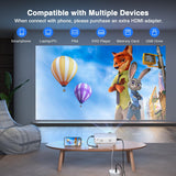 2024 Upgraded Mini Projector, Full HD 1080P Home Theater Video Projector, Compatible with Hdmi/Usb/Vga/Av/Smartphone/Tv Box/Laptop