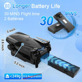 1080P HD Camera Foldable FPV Drone, Features One-Key Takeoff/Landing, 3D Flips, Altitude Hold, Speed Adjustment, Headless Mode, Includes 2 Batteries, Ideal