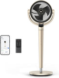 Omni-Directional Oscillating Fan for Bedroom with Smart Control, 110Ft Pedestal Design, DC Motor, 9 Speeds, 6 Modes, 43-Inch Height, 12-Hour Timer, Wi-Fi and Voice Control Compatible