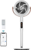 43-Inch Smart Pedestal Fan with Remote Control, Polyfan 513S, Quiet Oscillating Floor Fan for Home and Bedroom, Wi-Fi and Voice Control Compatible with Alexa and Google, 6 Modes, 8 Speeds, Grey