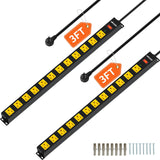 12-Outlet Heavy-Duty Power Strip with 2100 Joules Surge Protection, 6FT Power Cord, Wide-Spaced Outlets, and Overload Protection Switch for Industrial Use in Workbench, Shop, and Garage