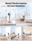 120° Oscillating Standing Fan with DC Motor, Quiet 85Ft Pedestal Floor Fan for Bedroom, 8 Speed Settings, 3 Operating Modes, 20dB Noise Level, Adjustable Height (35-40"), 8-Hour Timer