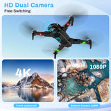 Dual HD Cameras 90°Adjustable Lens, Brushless Motor, Optical Flow Positioning, Headless Mode, 12.6*11*2.8In