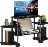 Turn-N-Tube Rounded Corner TV Entertainment Center in Black and Grey