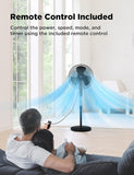 16'' Pedestal Remote Control, Oscillating Stand up Fan 7-Hour Timer, 3-Speed and Adjustable Height, PFS40A4BBB, Supreme 16"-Black