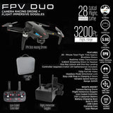 FPV Duo Racing Drone with Goggles and GPS, Black