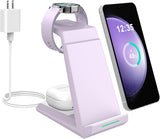Wireless Charger for Samsung -  3 in 1 Charging Station for Multiple Devices, Fast Charger Stand for Galaxy S24 S23 Ultra S22 S21 S20 Z Flip Fold 4,Galaxy Watch 6/5/5 Pro/4/3, Galaxy Buds 2 Pro