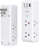 6-Outlet AC Power Strip with 3 USB Ports (including 1 USB-C), 1800J Wall Charger, and 3-Sided Design for Home, Office, and Travel