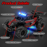 High-Speed RC Monster Truck, 1:12 Scale Off-Road RC Vehicle with LED Headlights and Rechargeable Battery, Ideal Gift for Adults and Boys Ages 8-12