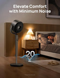 120° Oscillating Standing Fan with DC Motor, Quiet 85Ft Pedestal Floor Fan for Bedroom, 8 Speed Settings, 3 Operating Modes, 20dB Noise Level, Adjustable Height (35-40"), 8-Hour Timer