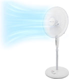 16-Inch Adjustable Pedestal Fan with 3 Speed Settings, 90-Degree Oscillation, and Quiet Operation for Home or Office, White