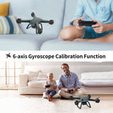 Drone with 1080P HD Camera , FPV RC Quadcopter with LED Lights and Optical Flow Sensor, 2 Batteries, Black