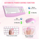 Wireless Keyboard and Mouse Combo,  2.4G Full-Sized Ergonomic Computer Keyboard with Wrist Rest and 3 Level DPI Adjustable Wireless Mouse for Windows, Mac OS Desktop/Laptop/Pc(White Pink)