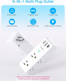 6-Outlet AC Power Strip with 3 USB Ports (including 1 USB-C), 1800J Wall Charger, and 3-Sided Design for Home, Office, and Travel
