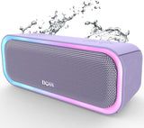Bluetooth Speaker with 20W Stereo Sound, Active Extra Bass, IPX6 Waterproof, TWS Pairing, Multi-Colors Lights, 20H Playtime, Portable for Beach, Outdoor-Blue