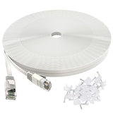 Ethernet Cable 20 Ft, Outdoor&Indoor, 10Gbps Support Cat7 Network, Slim Long Flat Internet LAN Patch Cord, Cat6 Solid High Speed Weatherproof Cable for Router, Modem, PS4/5, Xbox, Gaming, White