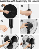 16'' Pedestal Remote Control, Oscillating Stand up Fan 7-Hour Timer, 3-Speed and Adjustable Height, PFS40A4BBB, Supreme 16"-Black