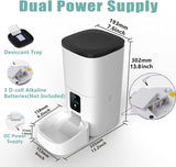6L Automatic Pet Feeder for Cats and Dogs,1080P Camera,App Control,Voice Recorder,Timed Feeder for Schedule Feeding, Dual Power Supply,Wifi Pet Food Dispenser with App Control