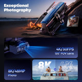Professional Drone Featuring 8K Camera, 3-Axis Gimbal, 4K/30FPS Video, 1/2 CMOS Sensor, 80 Minutes Flight Time with Dual Batteries, 6KM Video Transmission Quadcopter