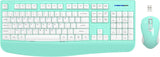 Wireless Keyboard and Mouse Combo,  2.4G Full-Sized Ergonomic Computer Keyboard with Wrist Rest and 3 Level DPI Adjustable Wireless Mouse for Windows, Mac OS Desktop/Laptop/Pc(White Pink)