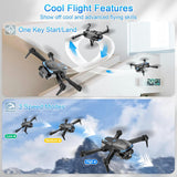 1080P HD Camera Foldable FPV Drone, Features One-Key Takeoff/Landing, 3D Flips, Altitude Hold, Speed Adjustment, Headless Mode, Includes 2 Batteries, Ideal