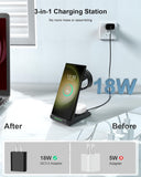 Wireless Charger for Samsung -  3 in 1 Charging Station for Multiple Devices, Fast Charger Stand for Galaxy S24 S23 Ultra S22 S21 S20 Z Flip Fold 4,Galaxy Watch 6/5/5 Pro/4/3, Galaxy Buds 2 Pro
