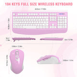 Wireless Keyboard and Mouse Combo,  2.4G Full-Sized Ergonomic Computer Keyboard with Wrist Rest and 3 Level DPI Adjustable Wireless Mouse for Windows, Mac OS Desktop/Laptop/Pc(White Pink)