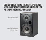 Home Theater Bookshelf Speakers – Hi-Res Audio with Deep Bass Response, Dolby and DTS Surround, Wall-Mountable, Pair, Black, 6.5 X 7.25 X 10.63 Inches
