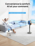 43-Inch Smart Pedestal Fan with Remote Control, Polyfan 513S, Quiet Oscillating Floor Fan for Home and Bedroom, Wi-Fi and Voice Control Compatible with Alexa and Google, 6 Modes, 8 Speeds, Grey