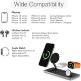 3 in 1 Charging Station for Apple Devices, Faster Mag-Safe Charger Stand, Magnetic Wireless Charger Station for Iphone 15/14/13/12 Series, Apple Watch Series, Airpods Pro(Black)