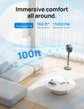 43-Inch Smart Pedestal Fan with Remote Control, Polyfan 513S, Quiet Oscillating Floor Fan for Home and Bedroom, Wi-Fi and Voice Control Compatible with Alexa and Google, 6 Modes, 8 Speeds, Grey