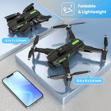 Dual HD Cameras 90°Adjustable Lens, Brushless Motor, Optical Flow Positioning, Headless Mode, 12.6*11*2.8In