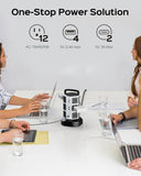 12-Outlet Power Strip Tower with 6 USB Ports (2 USB-C), 1050J 1625W/13A, 6.5Ft Extension Cord for Home and Office Use