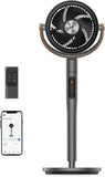 43-Inch Smart Pedestal Fan with Remote Control, Polyfan 513S, Quiet Oscillating Floor Fan for Home and Bedroom, Wi-Fi and Voice Control Compatible with Alexa and Google, 6 Modes, 8 Speeds, Grey